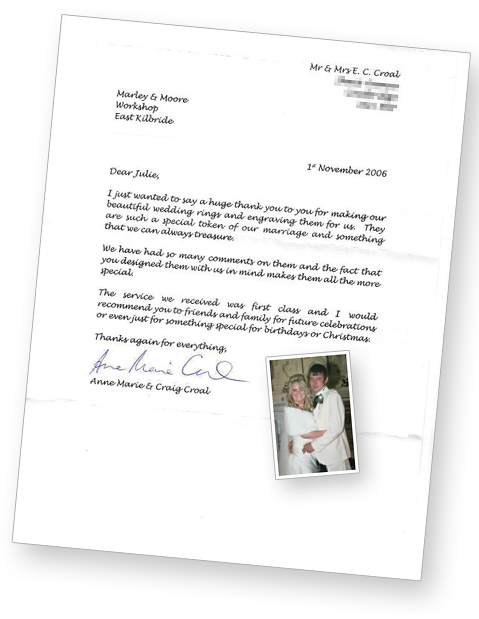 Thankyou letter from Mr & Mrs Croal