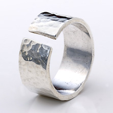 Hammered silver in an 'open' style ring 
