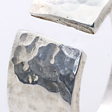 Hammered silver in an 'open' style ring 