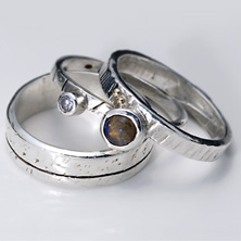 Three seperate textured rings designed to be worn together or individually 