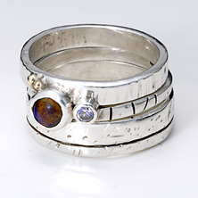 Three seperate textured rings designed to be worn together or individually 