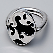 Snowflake Obsidian Set in a decorative and unusual setting 