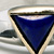 Triangular section band with triangular lapis lazuli set in yellow gold view 2