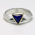 Triangular section band with triangular lapis lazuli set in yellow gold 